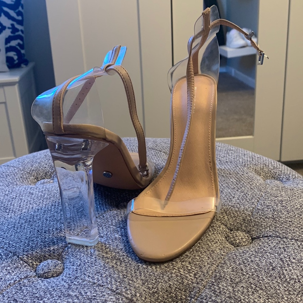 Strappy nude heels